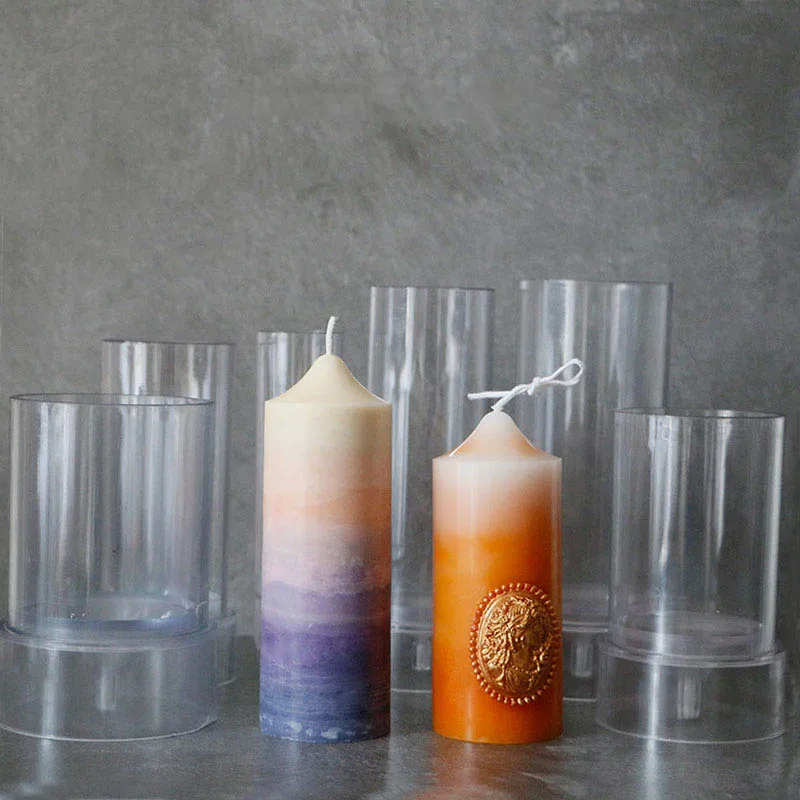 

Geometric Cylindrical Candle Mold Acrylic Mould DIY Aromatherapy Candle Handmade Soy Wax Steeple Candles Making Kits Home Decor