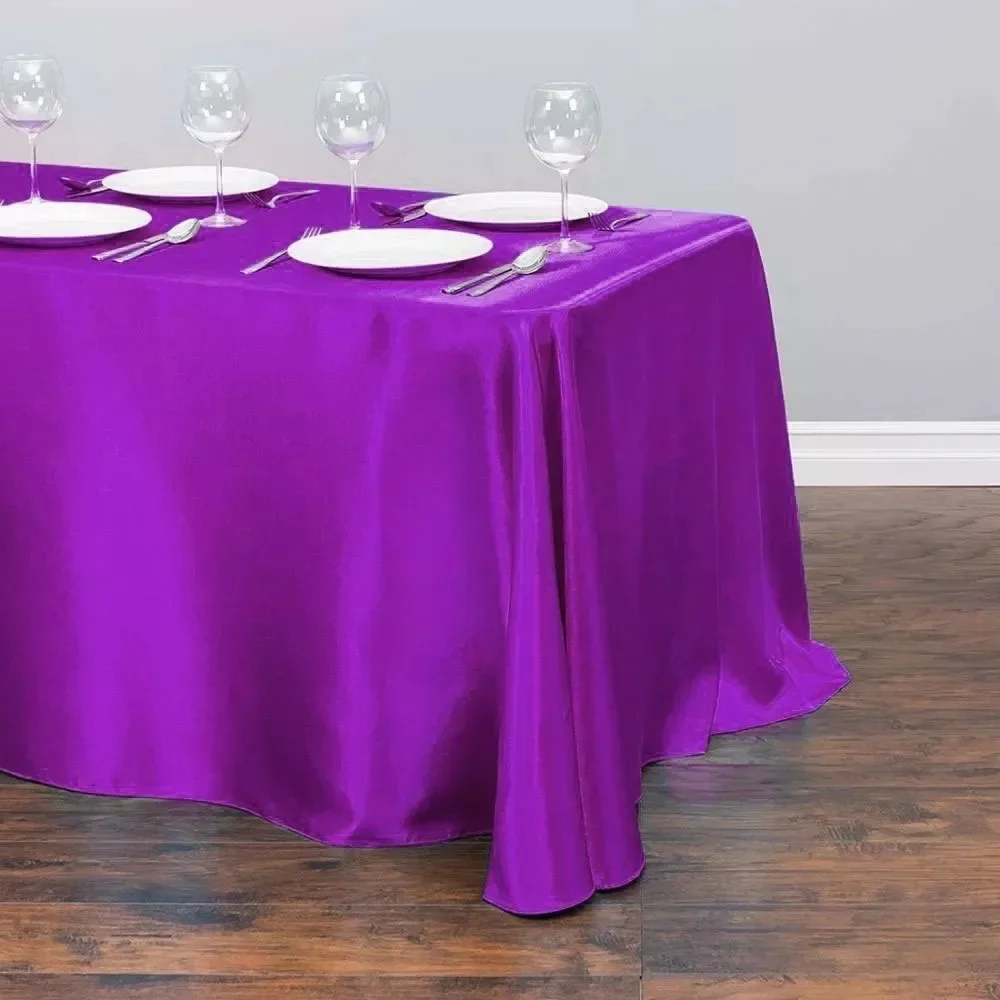 

Upscale Hotel Banquet and Wedding Scene Solid Color Rectangle Smooth Satin Fabric Table Cloth Colored Ding Table Cloth C6G3458