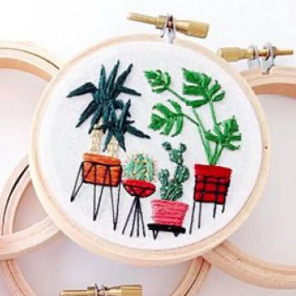 

Embroidery Crafts DIY Home Decor Kit 20cm Green Bonsai Ribbon Needlework Sewing