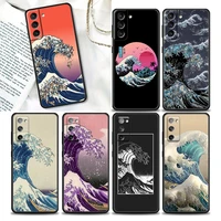 the big wave of kanagawa phone case for samsung galaxy s20 s21 fe s10 s9 s8 s22 plus ultra 5g 4g s10e lite case black soft cover