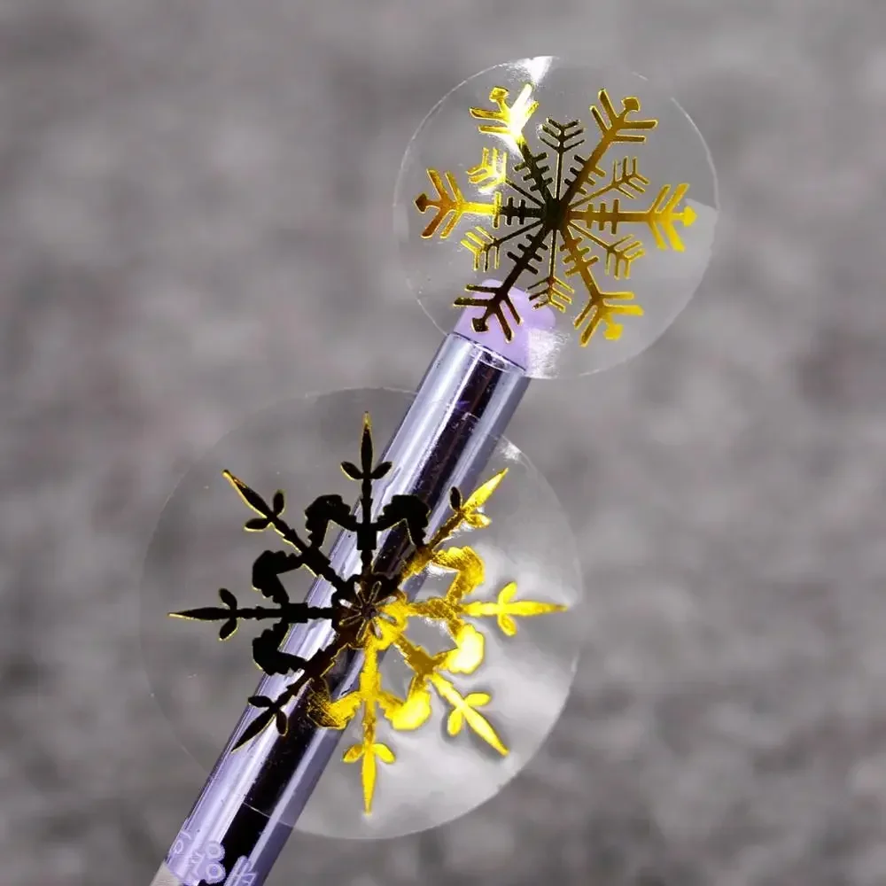 Прозрачные рождественские наклейки в виде золотых снежинок декоративные