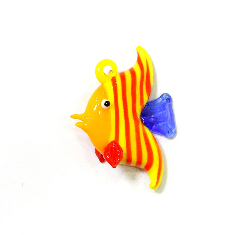 

2PCS Cute Tropical Fish Mini Figurines Glass Pendant Aquarium Hanging Sea Animals Decor Fashion Woman Jewelry Making Accessories