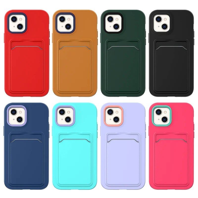 Liquid Silicone Wallet Case for iPhone 13 Pro Max 12 11 XR 6 6s 7 8 Plus Card Holder Slot Cover Pocket Funda Shell