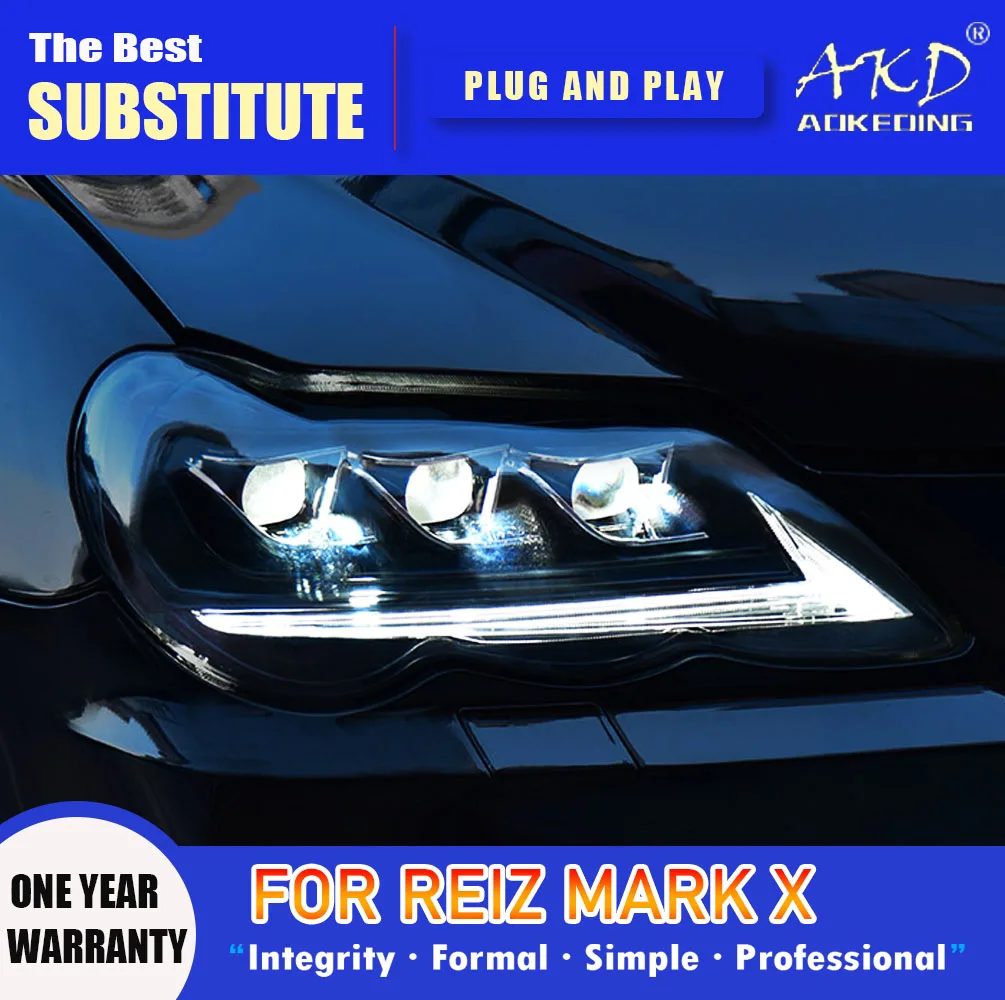 

Фара AKD для Toyota Mark X светодиодный фара 2005-2009 фары Reiz DRL сигнал поворота фара дальнего света объектив проектора Angel Eye