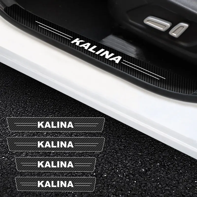 

4 Pieces Car Threshold For Lada Kalina Logo Car Stickers Anti Scratch Door Sill Protector ​Protection Carbon Fiber Car Stylin