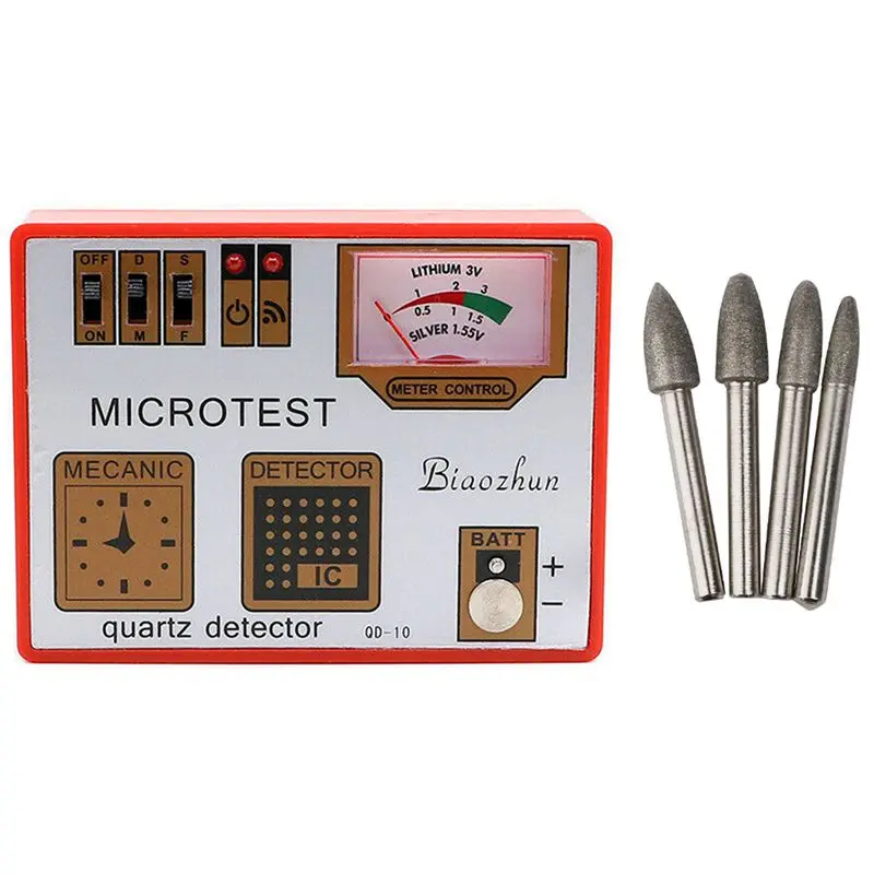 

4Pcs Diamond Rod 6 Mm Coating Grinding Burrs Bits & 1Pcs Quartz Tester Machine Watch Tool For Detecting Battery Capacity