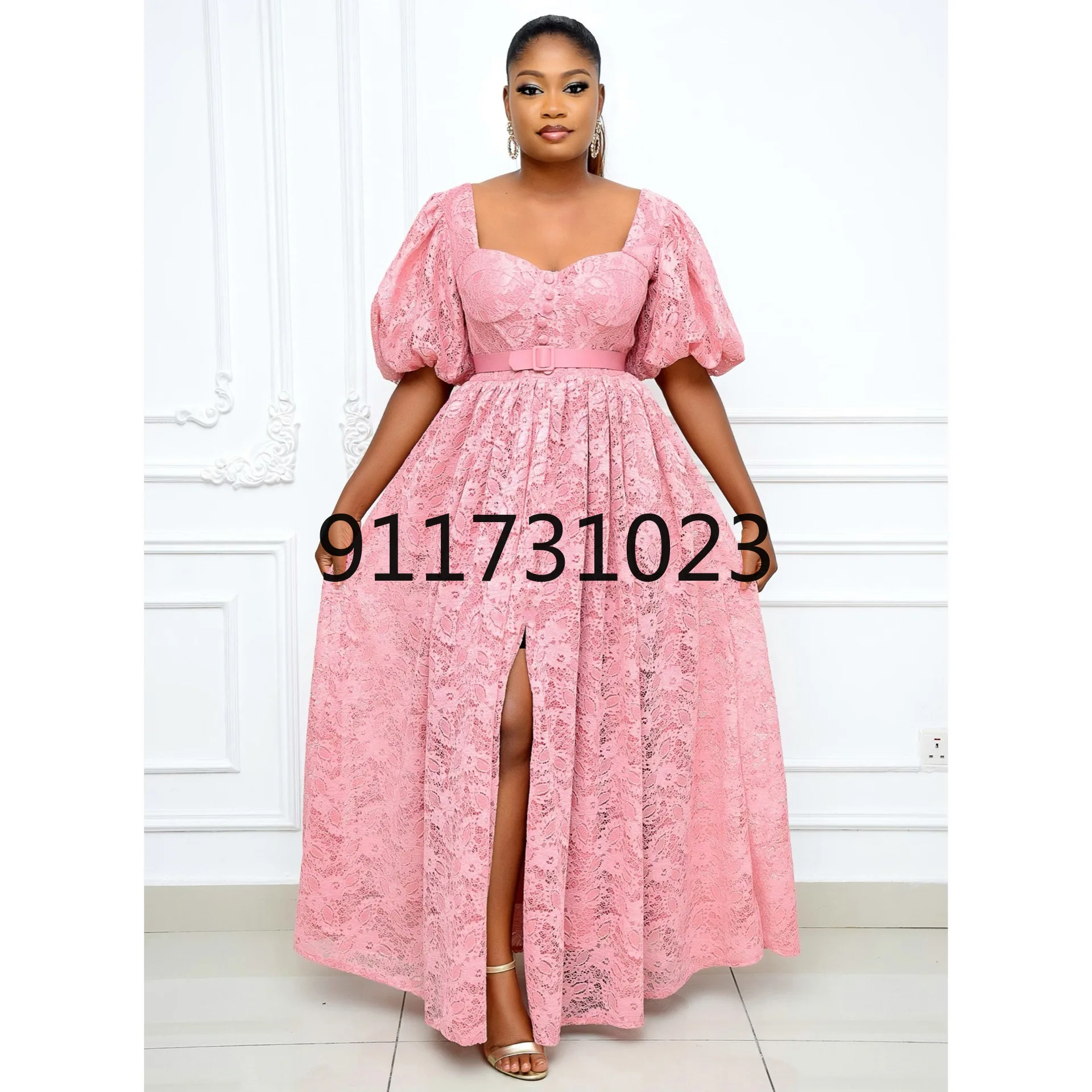

2021 летнее модное платье в африканском стиле для женщин с коротким рукавом, женское длинное платье с розовым кружевом, африканские платья дл...