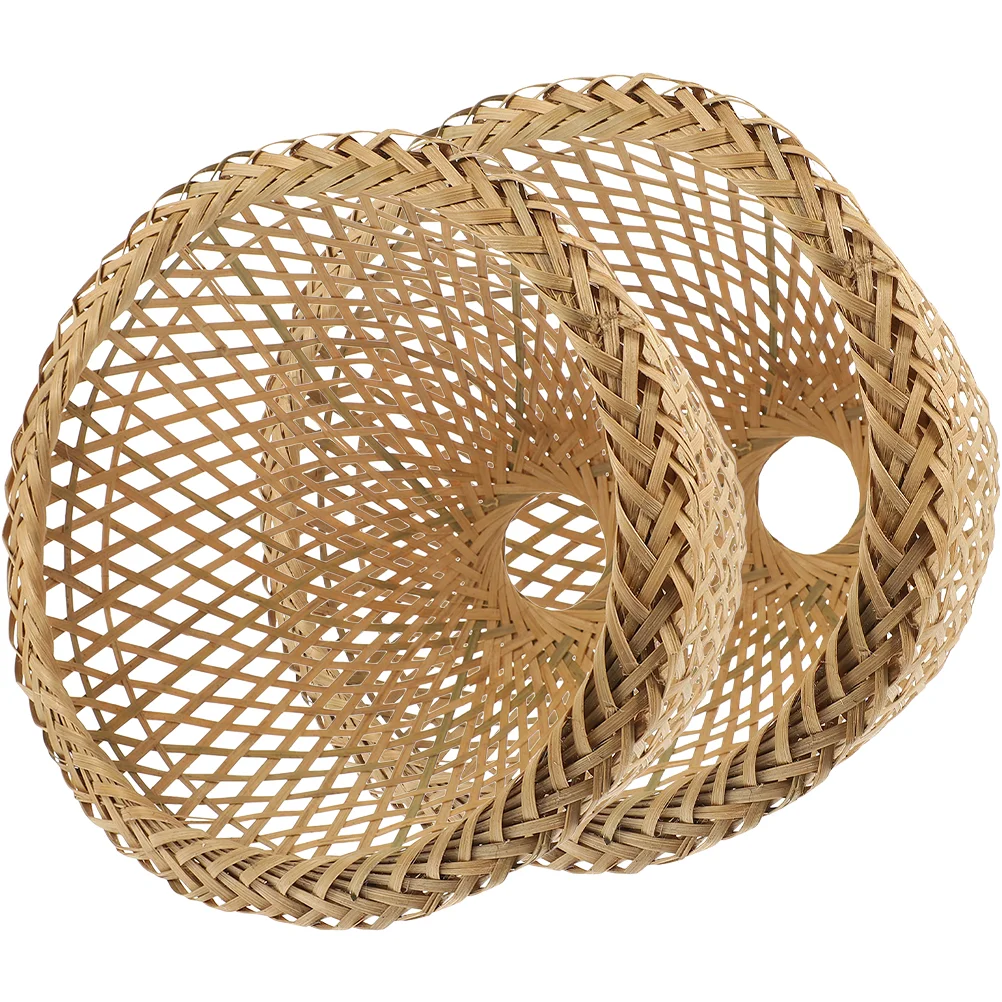 

2 Pcs Bamboo Lampshade Rustic Woven Restaurant Shield Light Cover Lampshades Decor Replacement Weaving Home Hanging