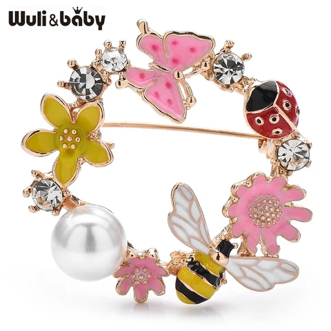 Броши Wuli&baby  пчела цветок