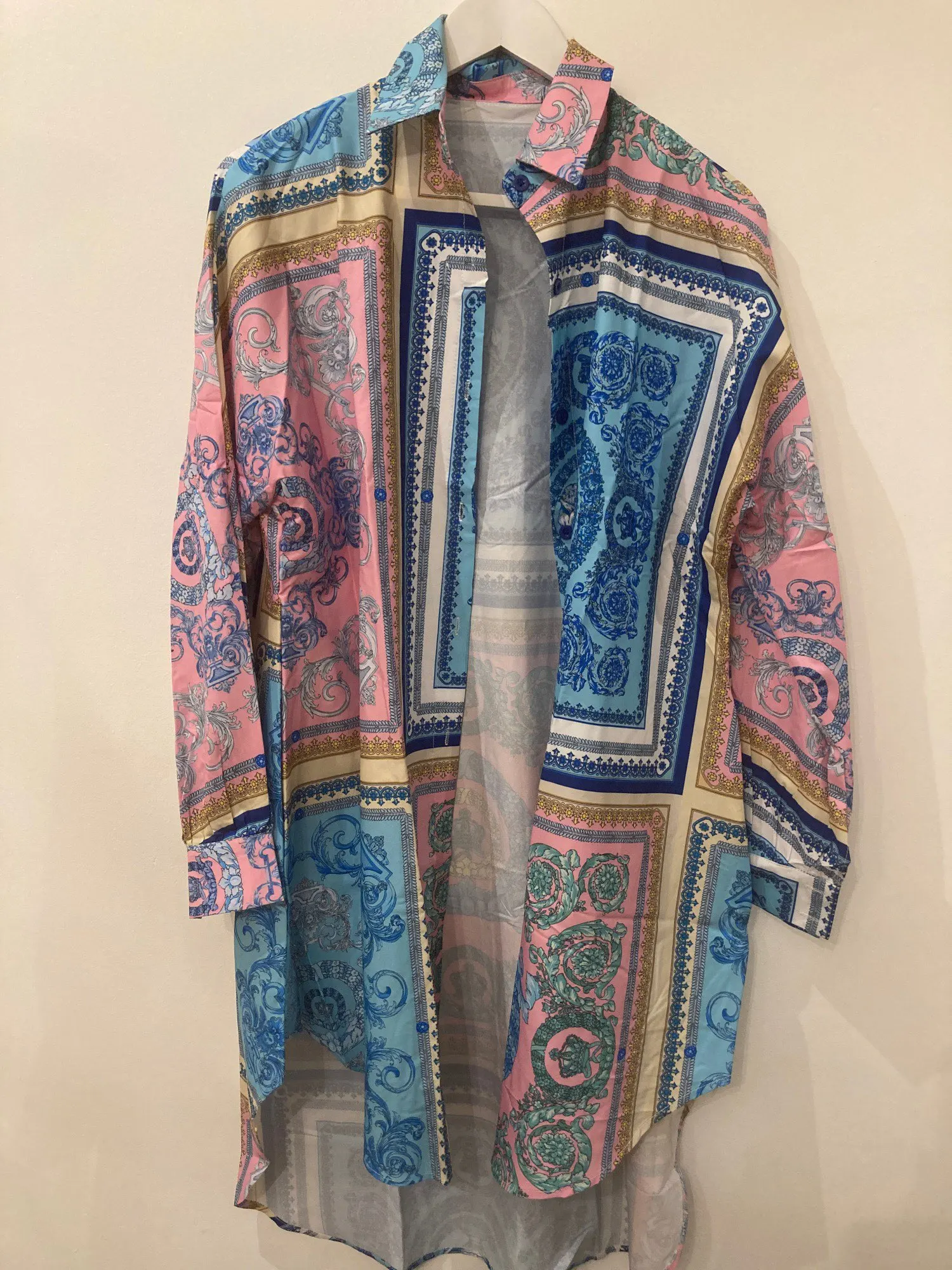 Fashion Print Women's Night Dress Long Sleeve Single Breasted Ladies Nightgown Oversize Summer Spring Sleepwear For Female