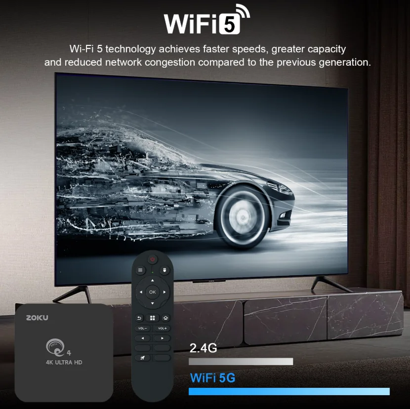 Фото ТВ-приставка Android 14 Q4 на Amlogic S905L3 с бесплатным IPTV, поддержкой двухдиапазонного Wi-Fi 2.4G и 5G, Bluetooth 5.0, 4K медиаплеер, голосовое управление №5