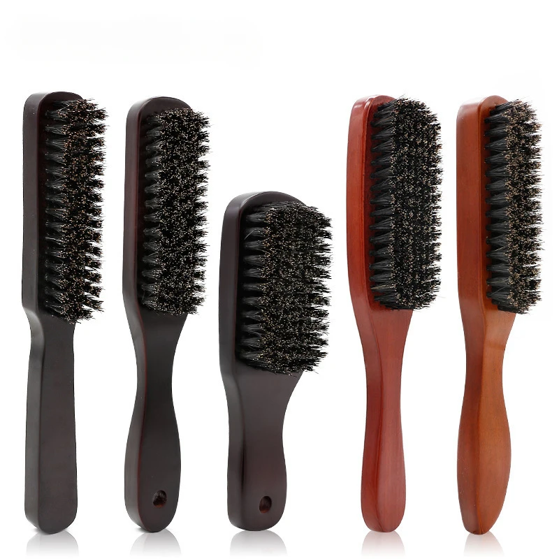 

1pc Cleaning Brush Hairdressing Beard Brush Wood Handle Boar Bristle Anti Static Barber Hair Styling Comb Shaving Tools For Men