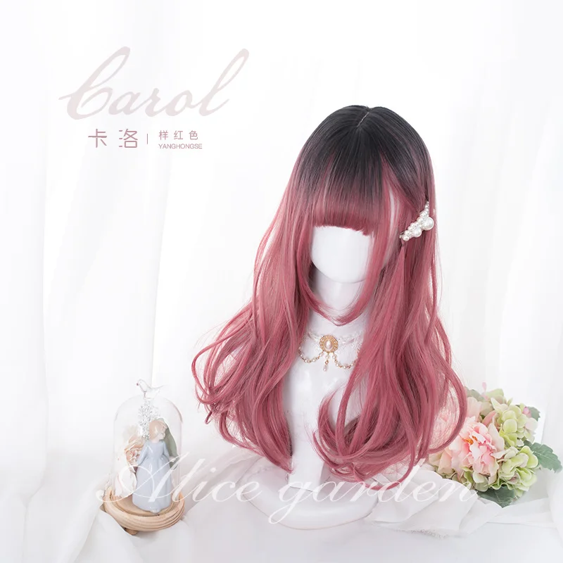 

Harajuku Soft Girl Lolita Dyed Gradient Mid-Length Straight Hair Inner Button Wig