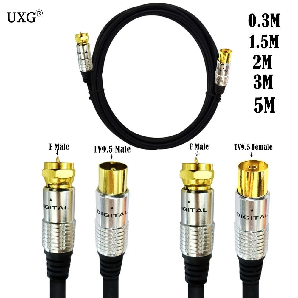 

TV9.5mm Male & TV 9,5mm to F type Male Коаксиальная ТВ спутниковая антенна F head RF cable HD video STB сигнальный ТВ кабель 1,5 M 2M 3M5M