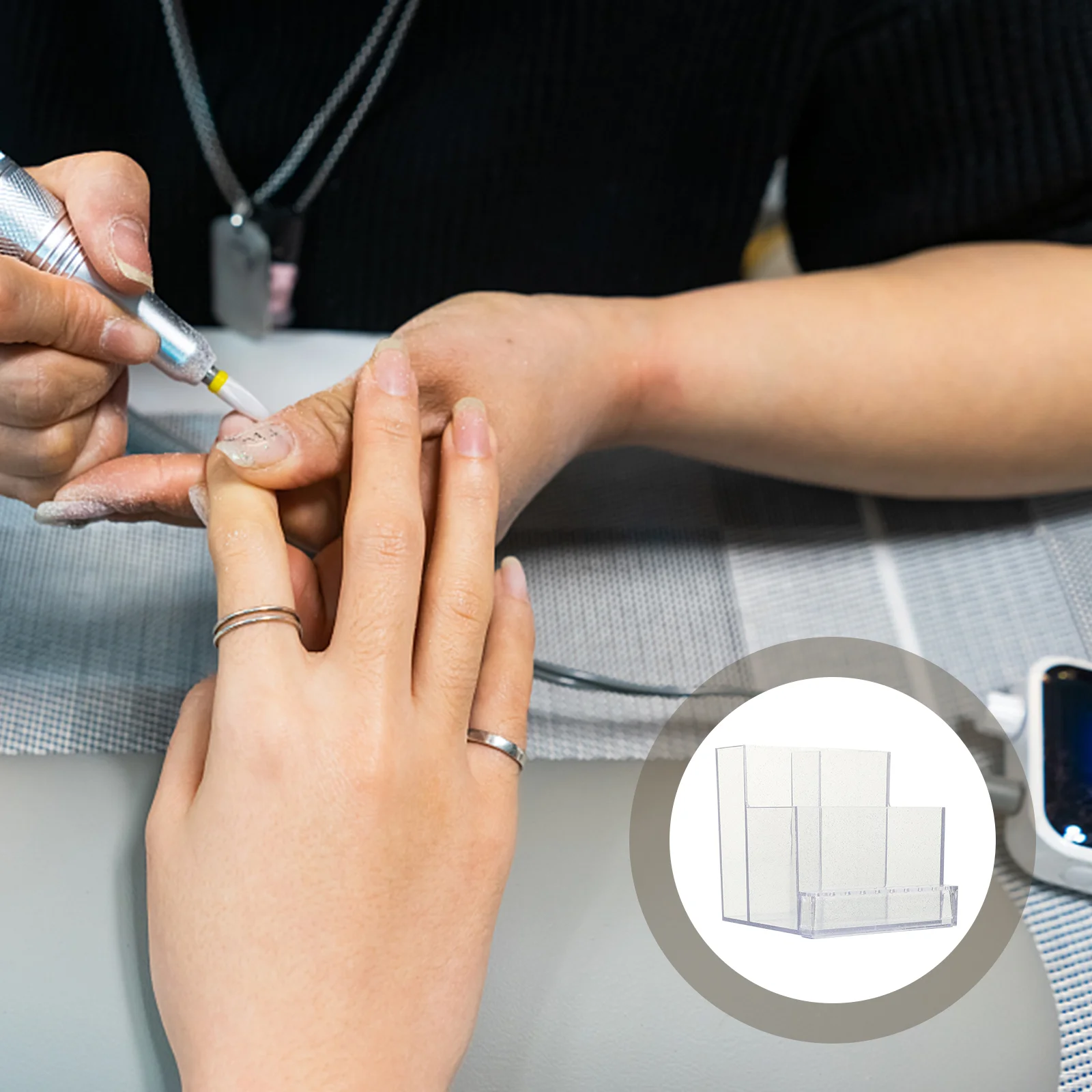 

Пластиковый органайзер для маникюрных изделий, пыленепроницаемый