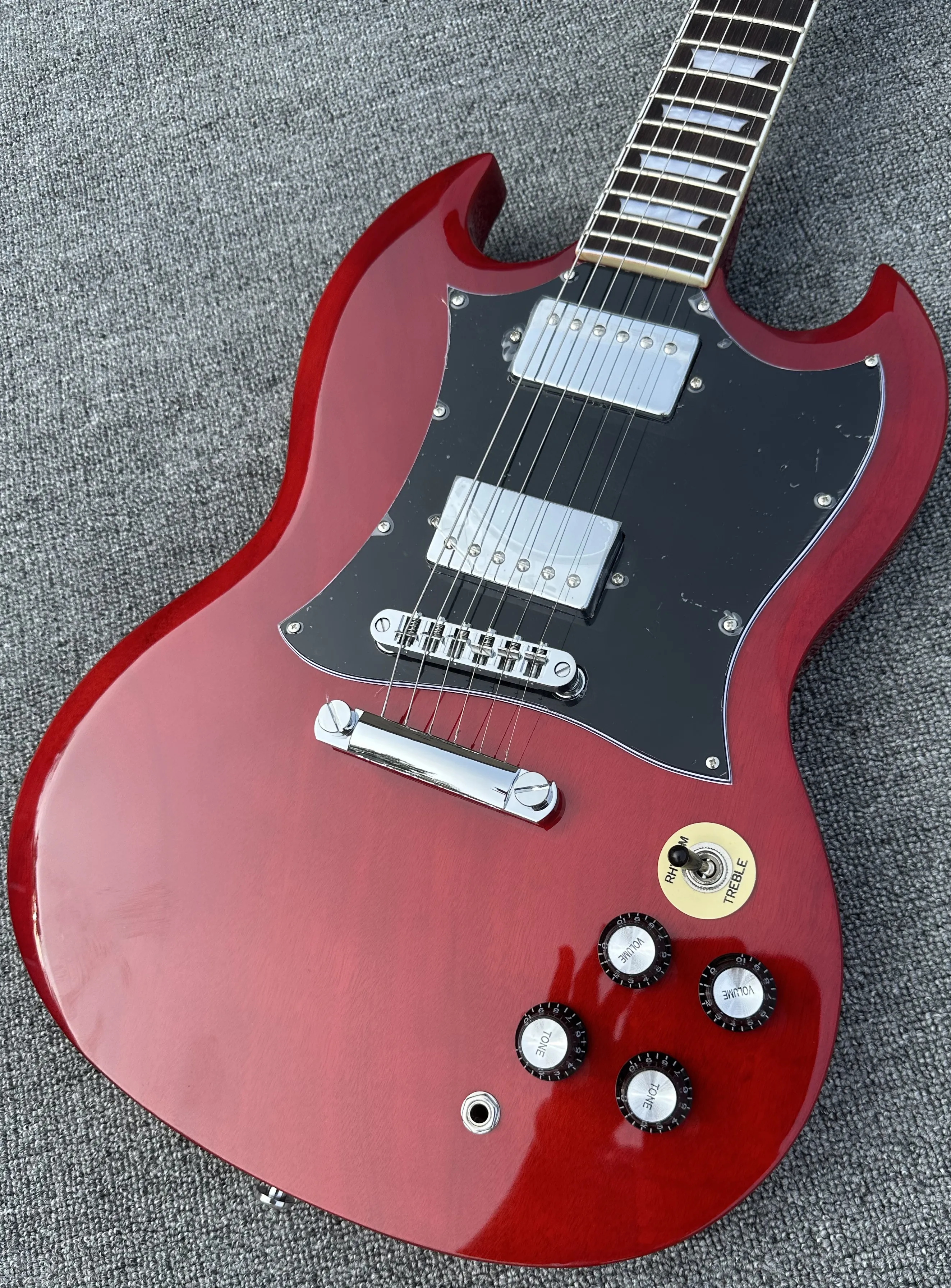 Standard electric guitar SG burgundy shiny flowerpot inlay in stock quick shipping