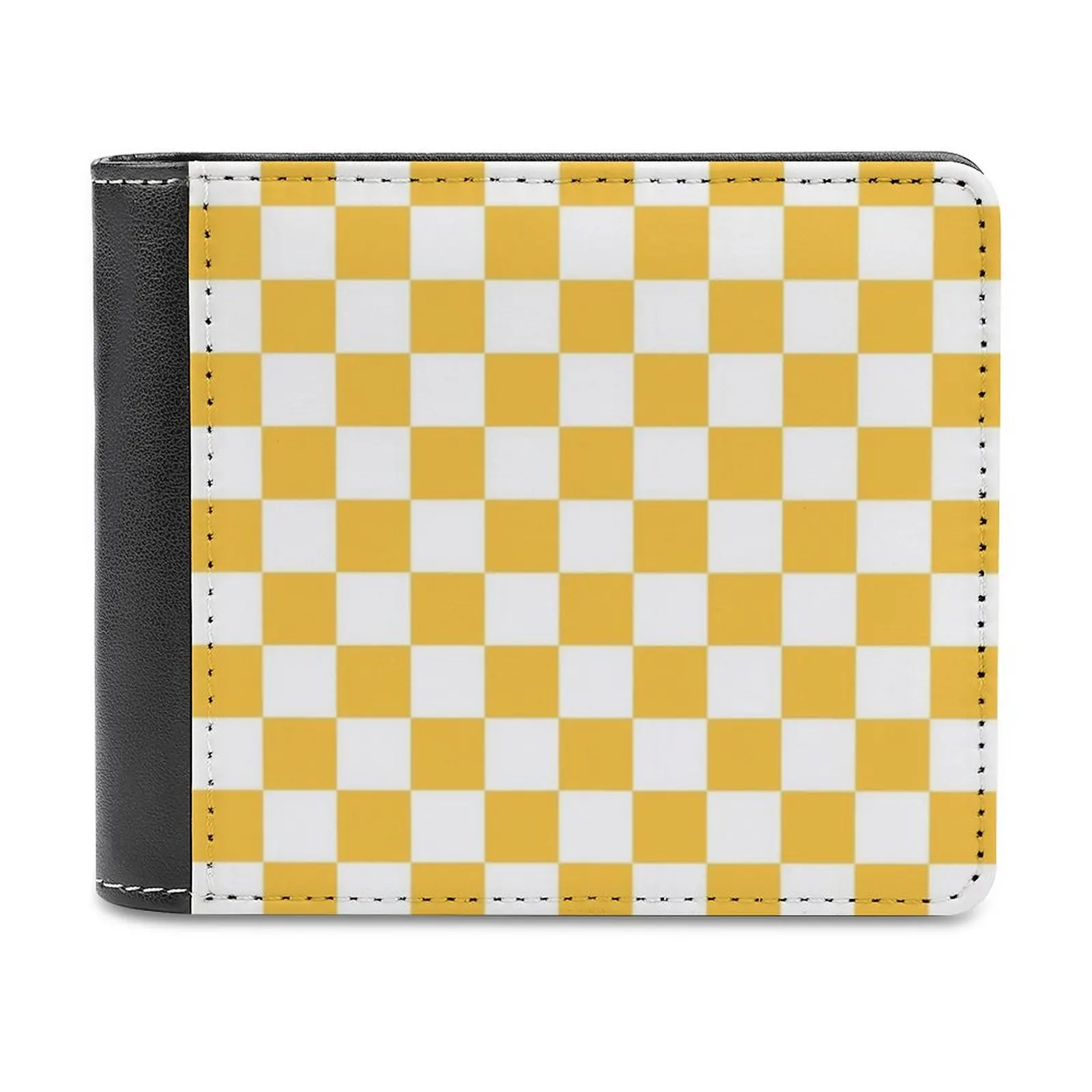 

Желтые кожаные кошельки в клетку, мужской кошелек, держатели для кредитных карт, высококачественный кошелек в клетку, шахматные шахматы с у...