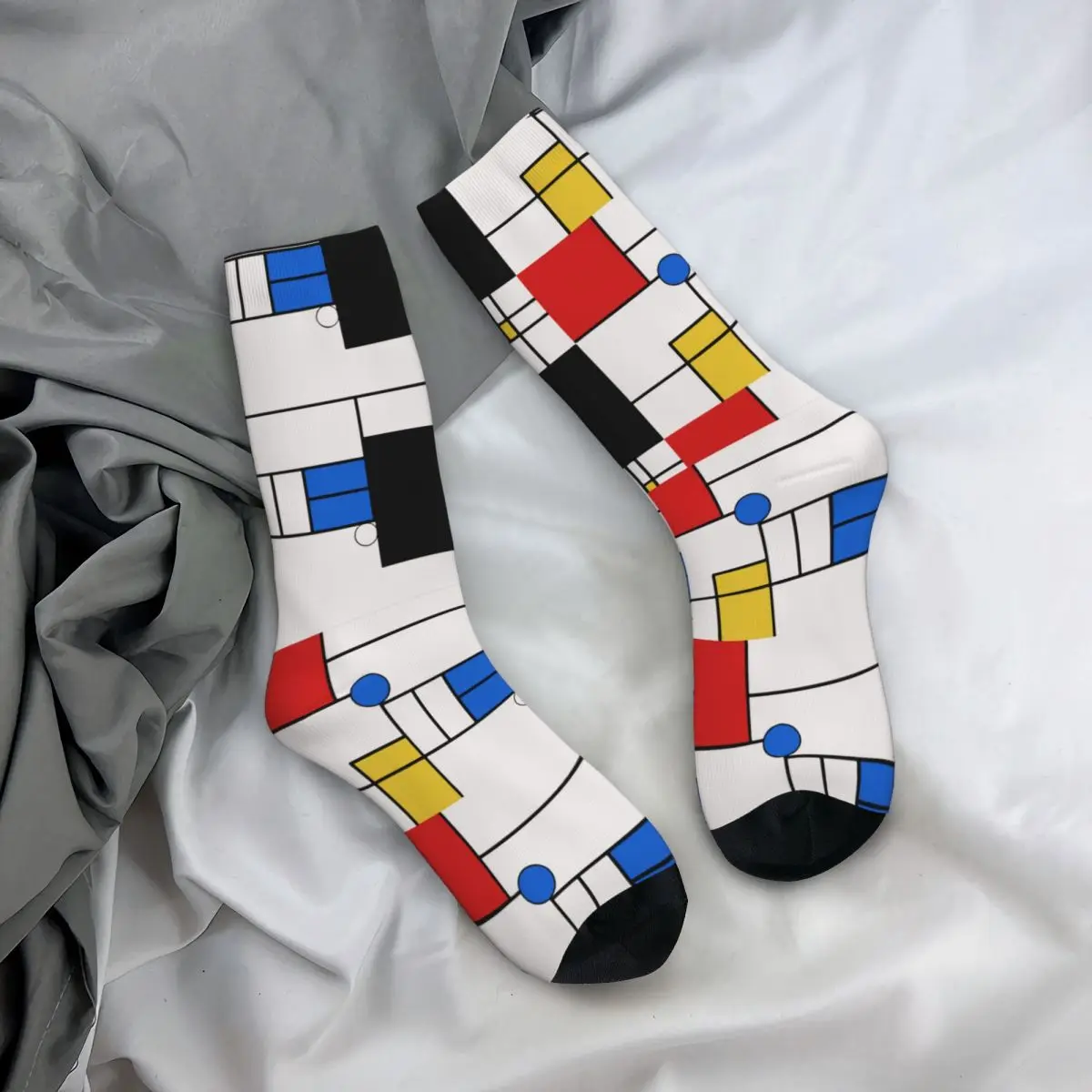

Забавные мужские носки Mondrian, минималистичные сетчатые мужские счастливые носки с принтом в стиле хип-хоп, милые мужские носки в уличном стиле, сумасшедшие новые носки для мужчин