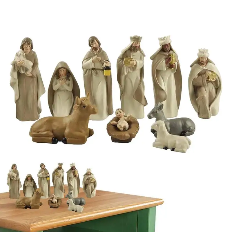 

Jesus Birth Christmas Decoration 10pcs Portable Christmas Nativity Figure Set Flexible Christ Birth Of Jesus Ornaments