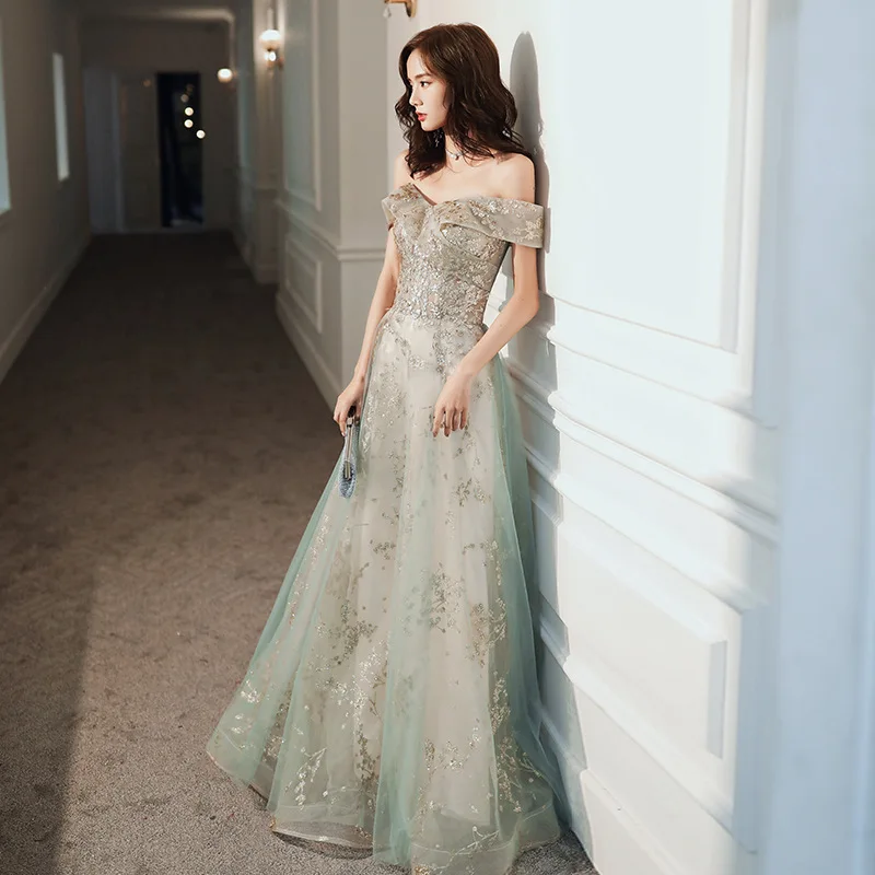 Strapless Boat Neck Evening Dresses 