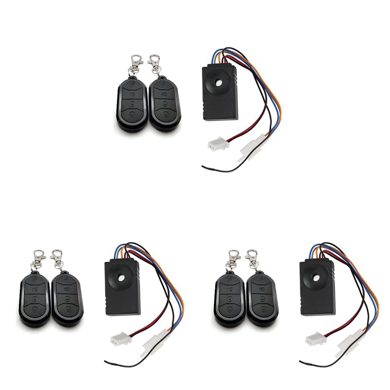 

3X Ebike Alarm System Dual Remote Control 36V 48V 60V 72V Universal Waterproof Electric Bike Replacement