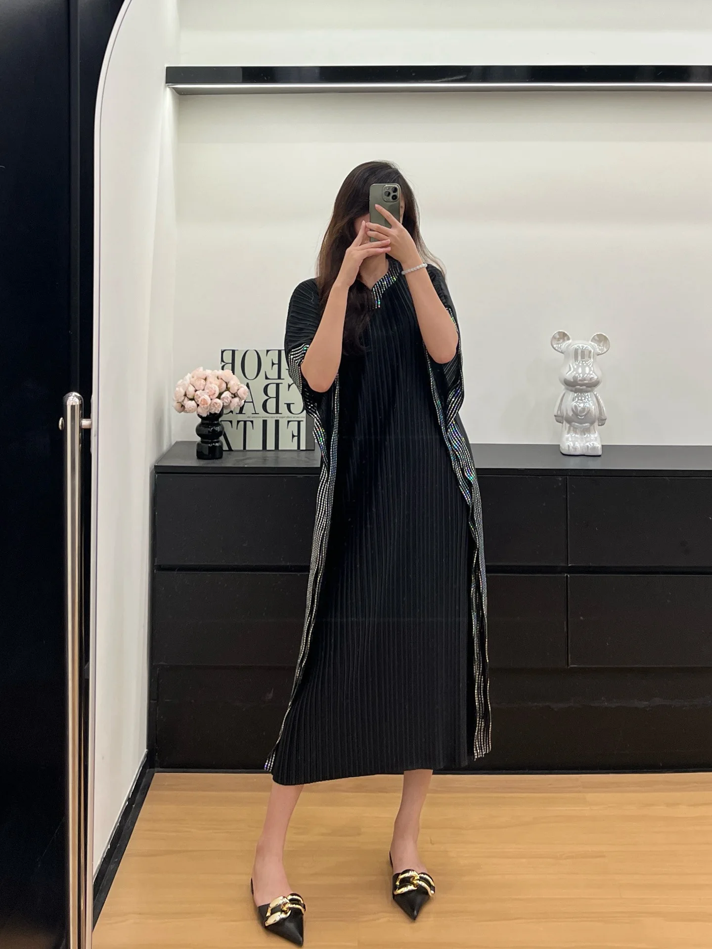Фото ALSEY Miyake, однотонное свободное тонкое однотонное плиссированное женское платье, лето 2029, модная повседневная юбка Hundred Design Sense №5