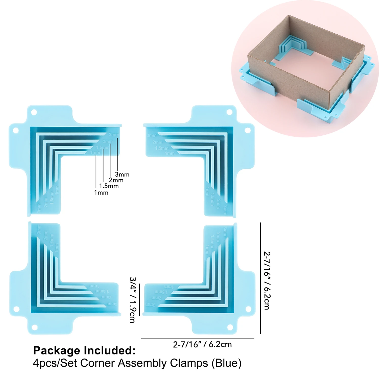 

4 шт./компл. угловые/разделители в сборе, зажимы для легко изготовления коробок, Т-образные угловые направляющие для чипбордов шириной 1/1,5/2/3 мм