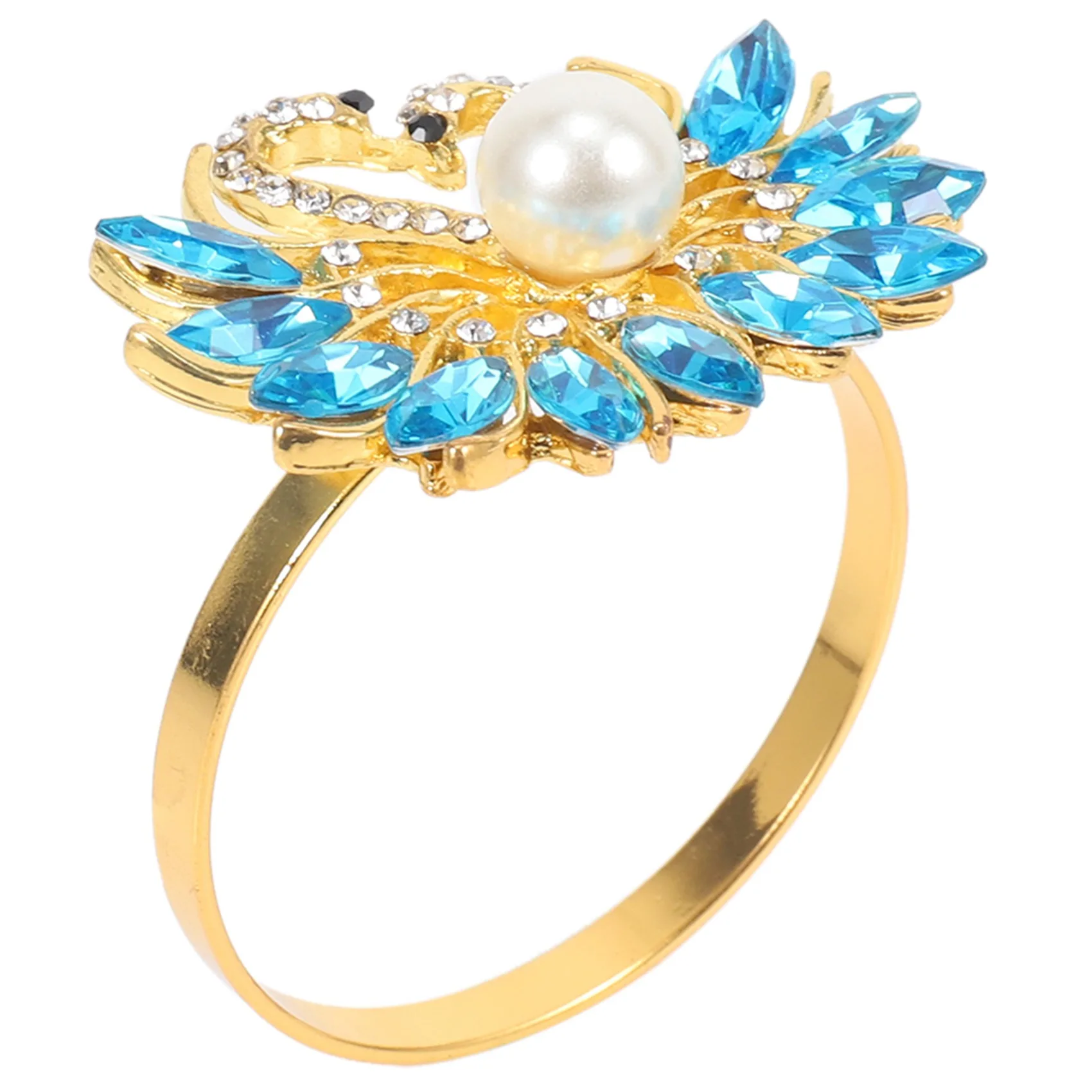 

's Day Gift Blue Napkin Ring 6 Piece Set, Exquisite Swan Napkin Ring with Blue Rhinestones,Tabletop Decoration