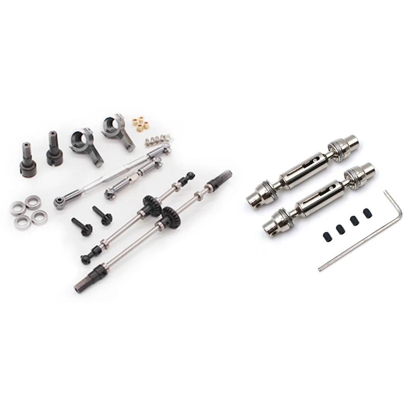 

1 Set RC Car Spare Parts Metal Front Rear Drive Shaft & 1 Set Metal Front Rear Axle Steering Pull Rod Servo Pull Rod