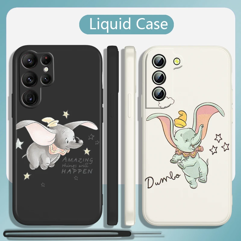 

Dumbo Anime Cute Phone Case For Samsung Galaxy S23 S22 S21 S20 S10 S9 Ultra Plus Pro FE Liquid Rope Candy Color Shell Coque Capa