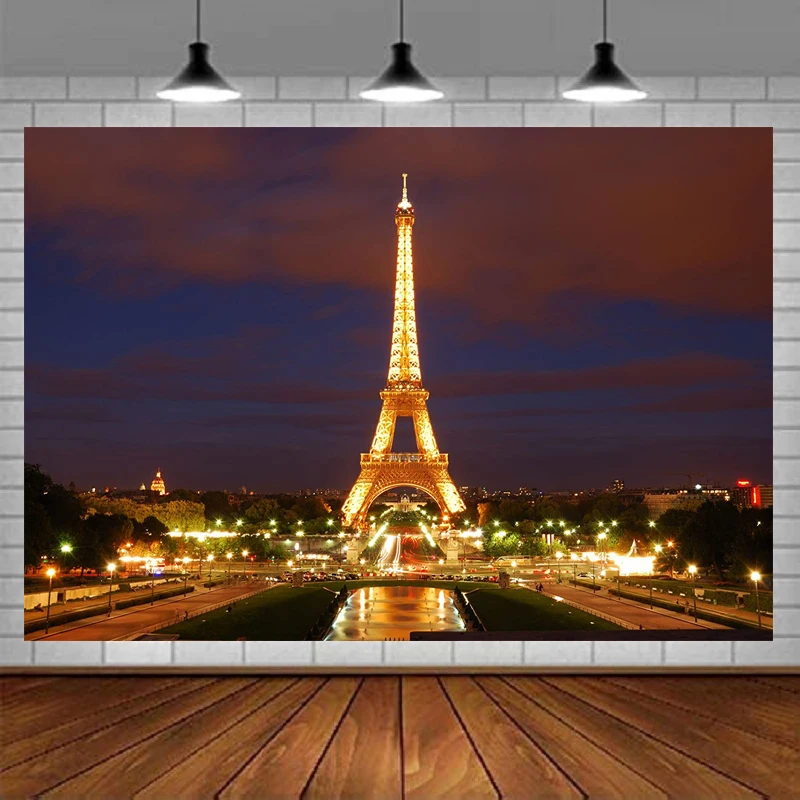 

Фоны для фотосъемки с изображением Парижа Эйфелевой башни искр ночей города фон свадебное украшение баннер плакат