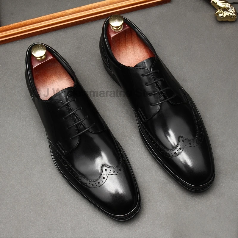 HKDQ Деловые модельные туфли Кожаные мужские черные коричневые из натуральной