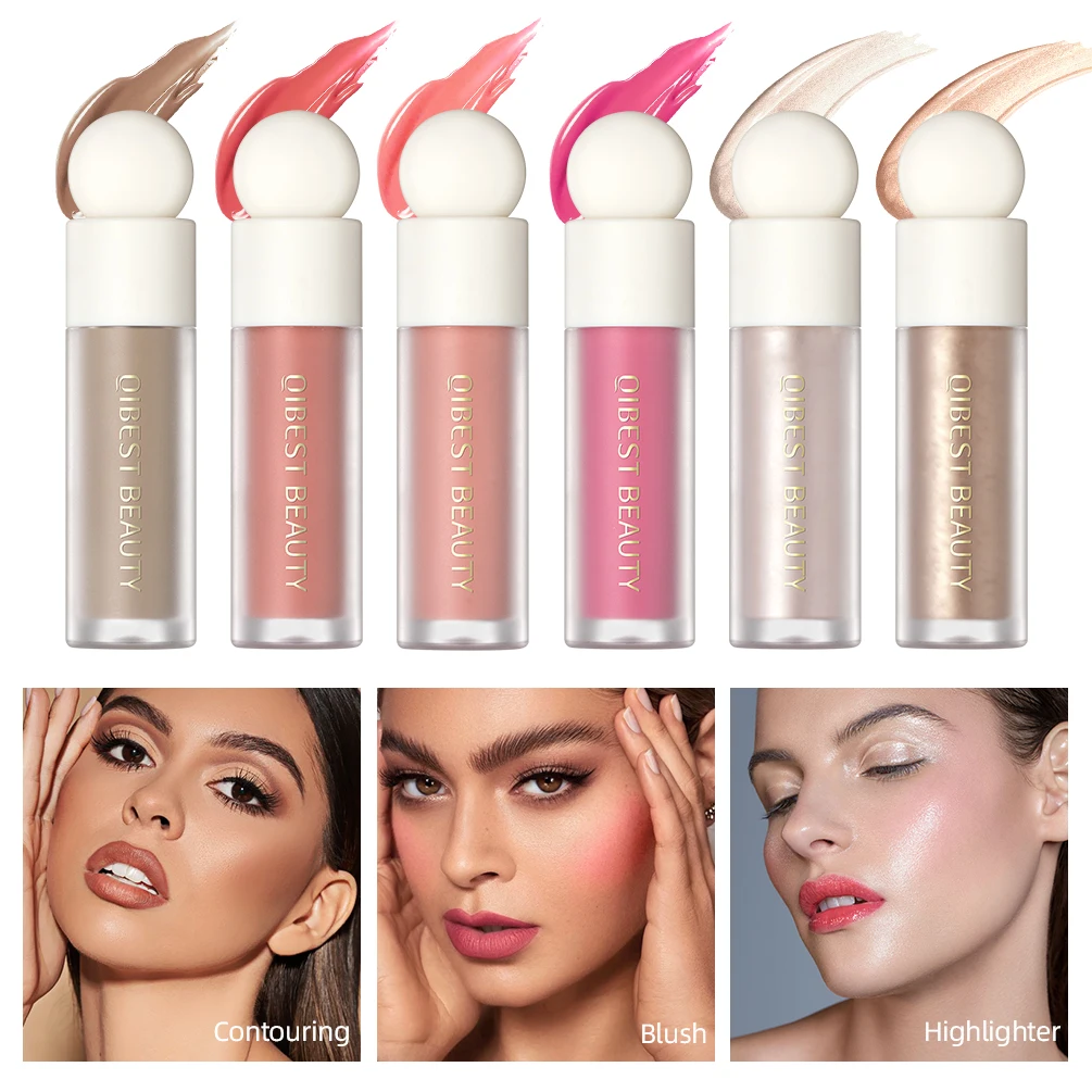 

2023 Liquid Blush Makeup Multi-use Stick Face Contour Lasting Natural Cream Cheek Tint Brown Peach Pink Blush Highlighter Makeup