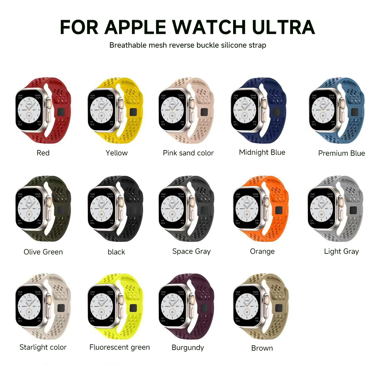 Силиконовый ремешок для часов Apple, ремешок 45 мм, 41 мм, 44 мм, 49 мм, 40 мм, 38 42 мм, 46 мм, браслет correa iwatch Series 10 9 8 7 6 5 3 SE Ultra (art.: 3920cbcac7c09) - 3920cbcac7c09