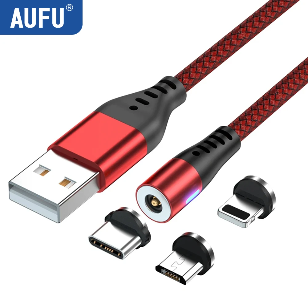 AUFU LED Magnetic USB Charging Cable USB Type C Phone Cable Magnet Phone Charger Micro USB For iPhone 11 12 Pro Max For Xiaomi