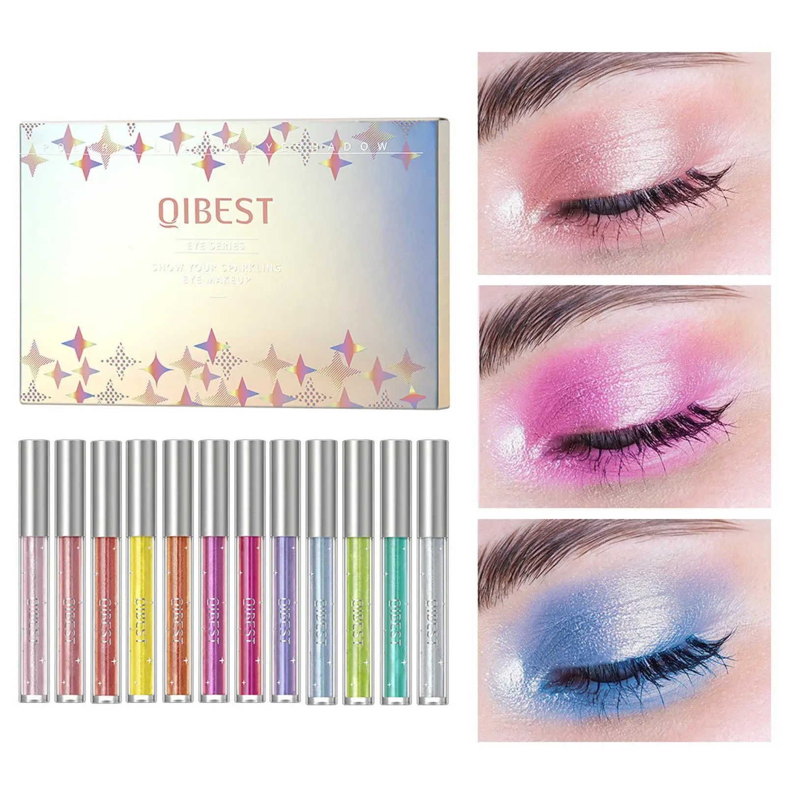 

12 Colors Glitter Liquid Eyeshadow Waterproof Metallic Pearly Eye Shadow Set Eye Pigment Korean Makeup for Women Christmas Gifts