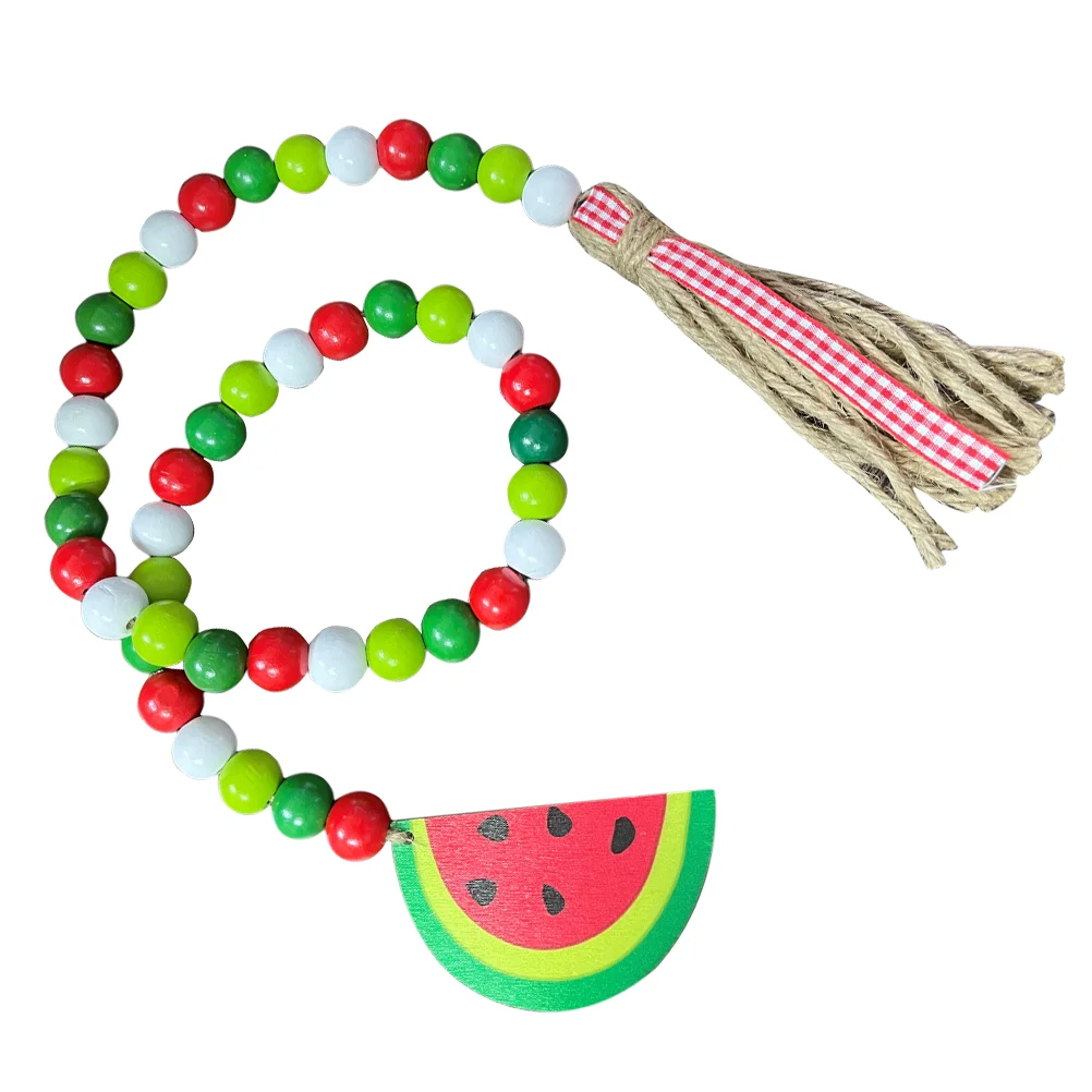

Watermelon Decor Exquisite Summer Party Decorations Wood Bead Decor Tiered Tray Decor Watermelon Wooded Garland Decoration