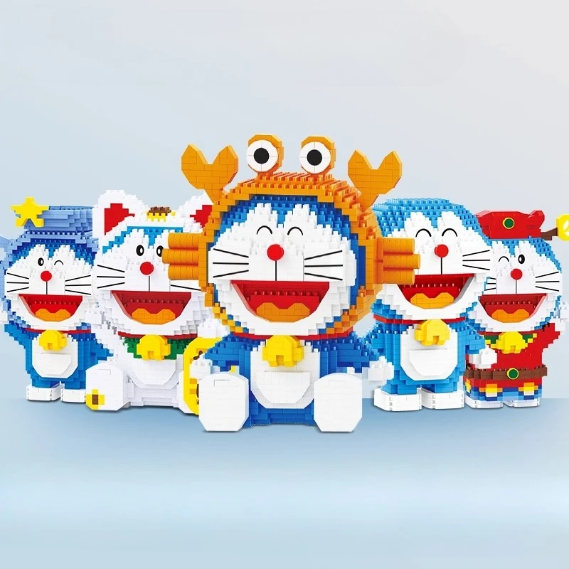 Фото Строительные блоки Doraemon, сборка, высокая сложность, мелкие частицы, игрушки для девочек и мальчиков, строительные блоки, загадочная коробка №1