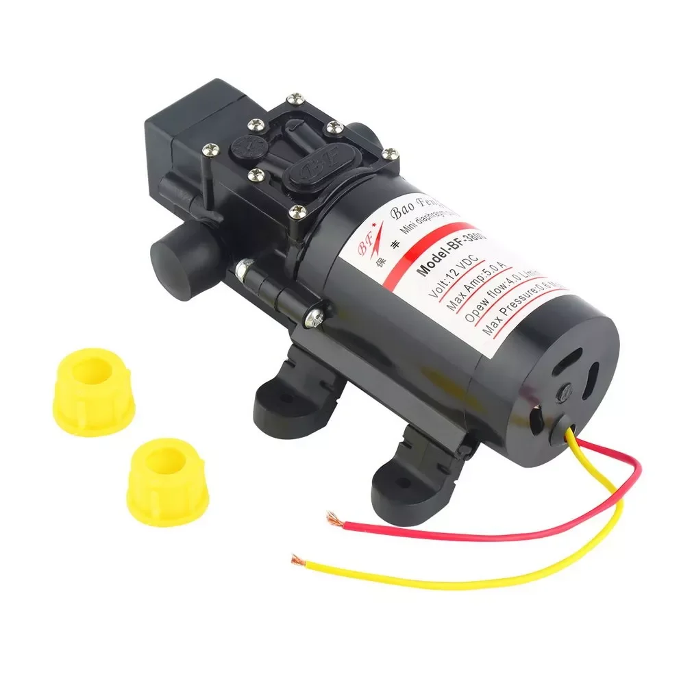 DC 12V 60W Motor High Pressure Diaphragm Water Self Priming Pump 4.0L/Min Waterproof Automatic Pump Black