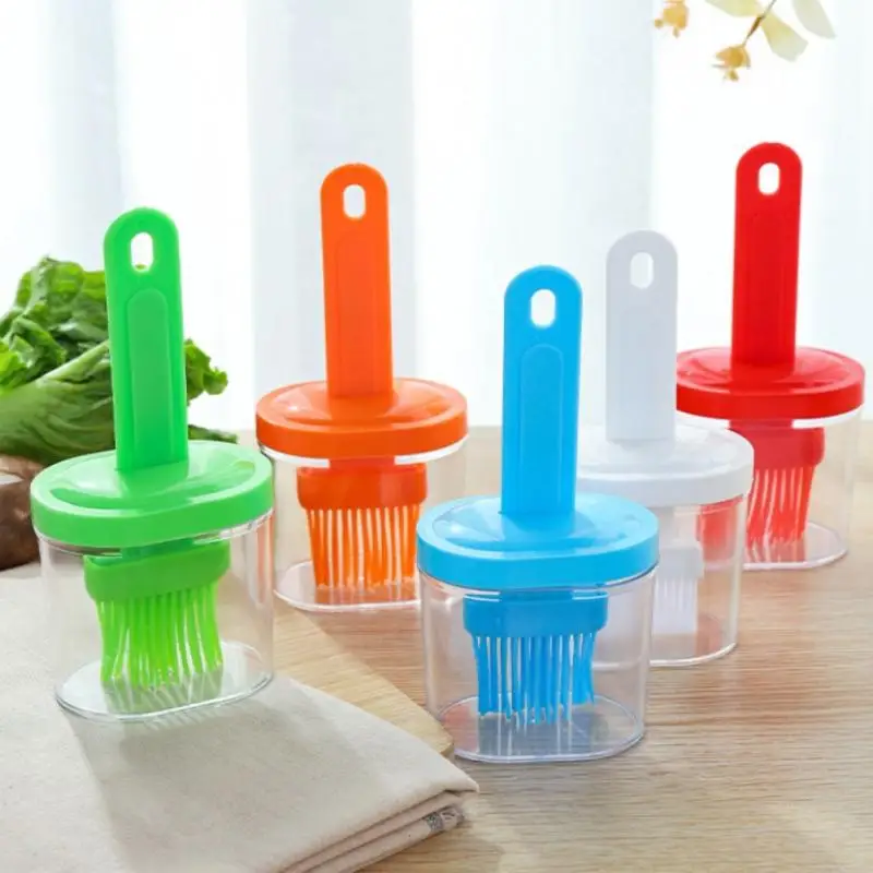 

High Temperature Resistant Silicone Oil Bottle Brush Portable Integrated Oil Bottle with Lid for Kitchen Baking Accessories