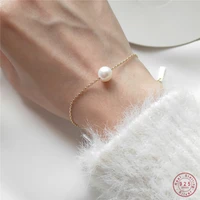 korea 925 sterling silver natural freshwater pearl thin bracelet for women simple temperament accessories hand accessories