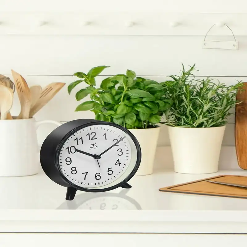 

Комнатная столешница будильник 5,75 дюйма с кварцевым механизмом для точного учета времени, черный