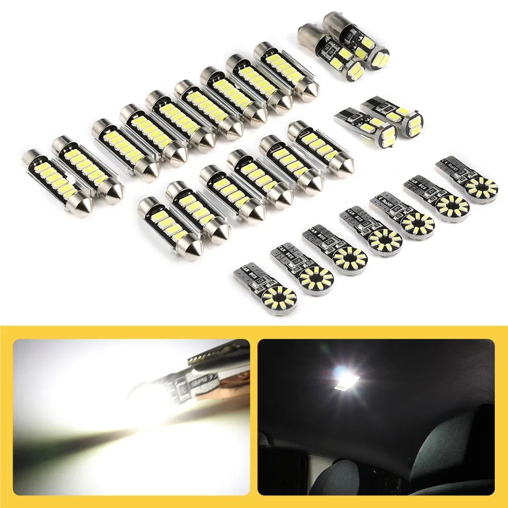 

26 шт./компл. T10 Festoon BA9S светодиодная интерьерная с Canbus лампочки для Mercedes Benz W211 S211 E Class, комплект для внутреннего освесветильник автомобиля