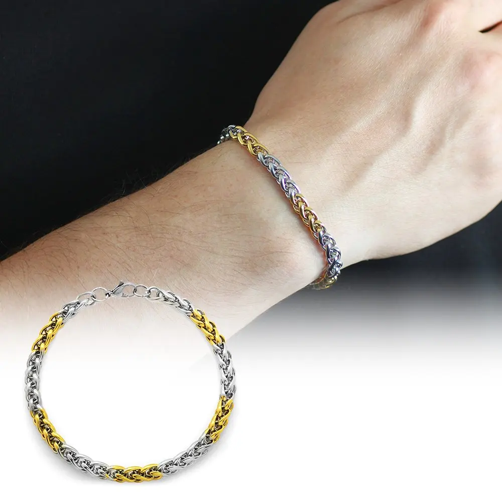 

Nipora Silver-Gold Color Steel Men's Spiga Bracelet