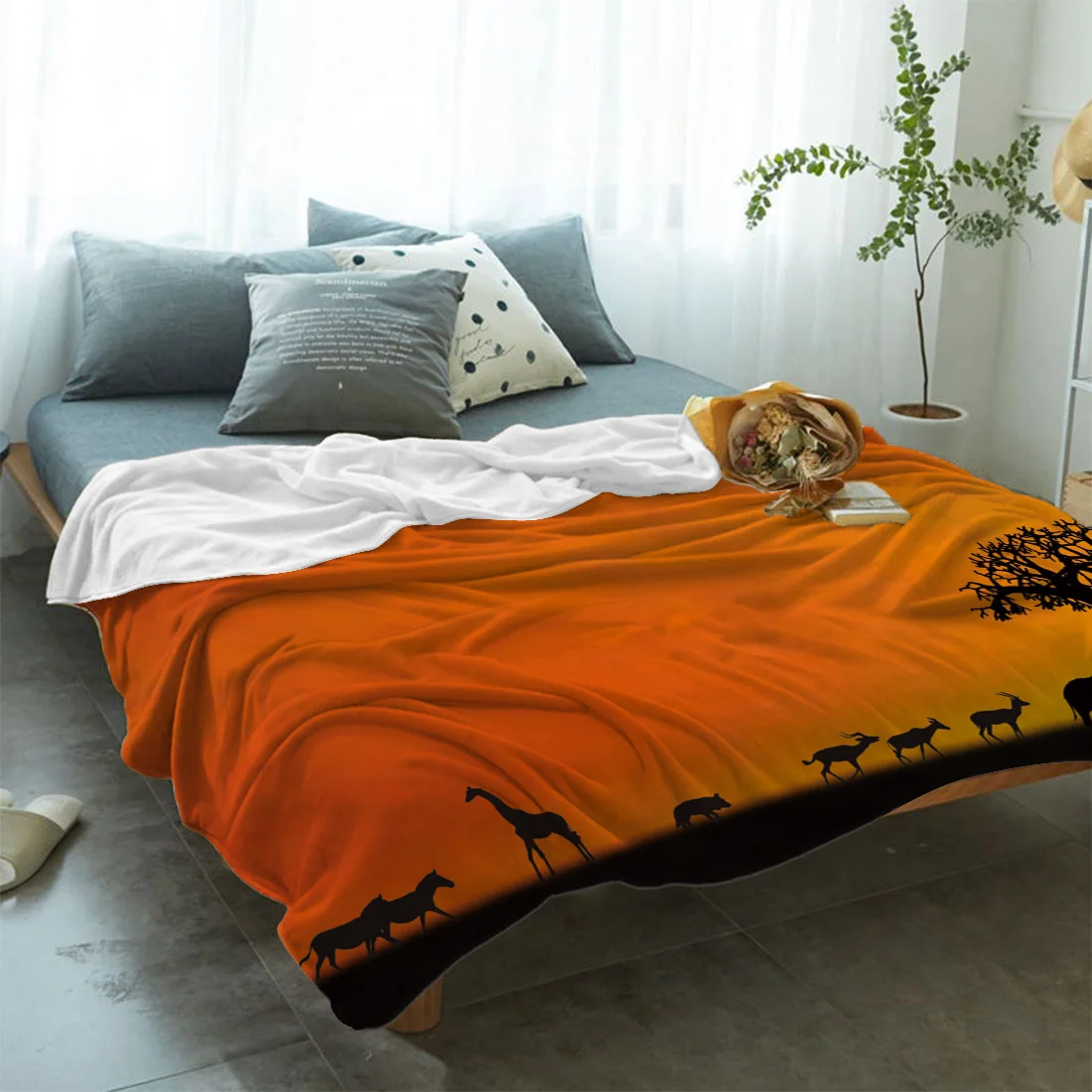 

Twilight Africa Flannel Fleece Bed Blanket Bedspread Coverlet Bed Cover Soft Lightweight Warm Cozy Throw Blanket Queen King Size