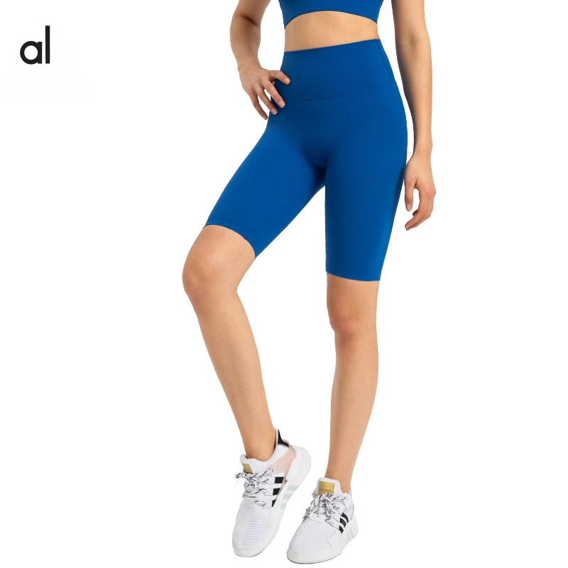 

AL Yoga Women with Logo New Five Point Yoga Pants Elastic Slim Fit Women's Running Fitness Sports Shorts No Awkward Thread