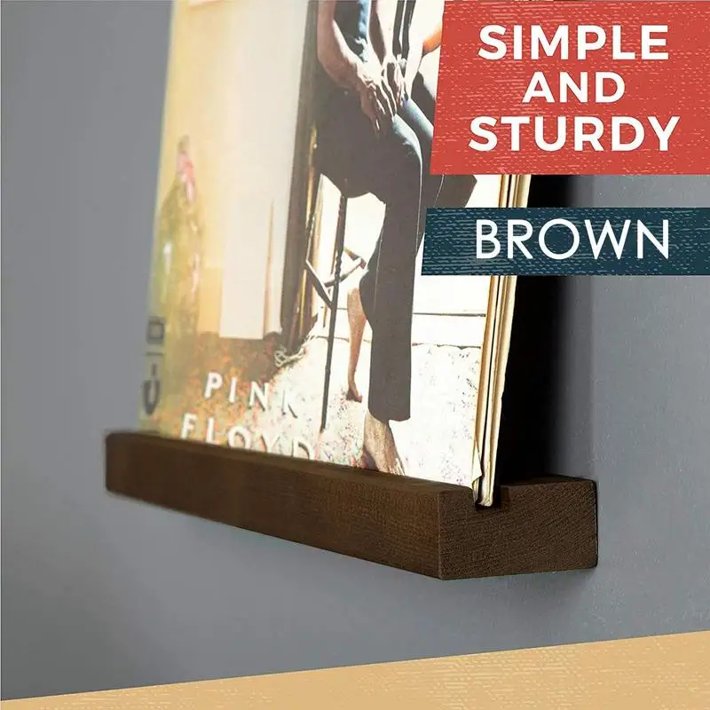 Solid Wood Vinyl Record Display Stand Wall Hanging Retro Storage Shelf LP Holder Gift For Music Lovers Players Accessories