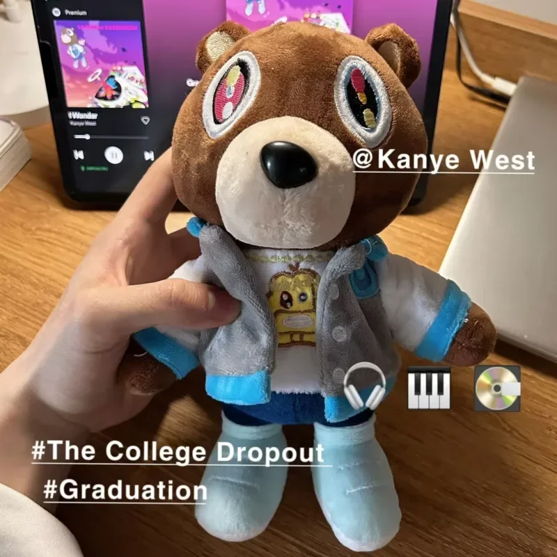 

Kawaii Kanye медведь-недоучка плюшевый медведь плюшевые игрушки Kanye West Выпускной мягкие набивные домашние украшения для комнаты куклы для детей подарок на день рождения