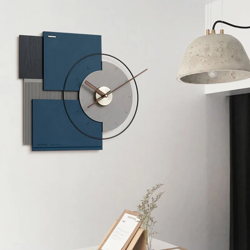 

Luxury Design Wall Clock Wood Silent Nordic Modern Clocks Wall Kitchen Blue Art Watch Living Room Bedroom Wall Decorations W