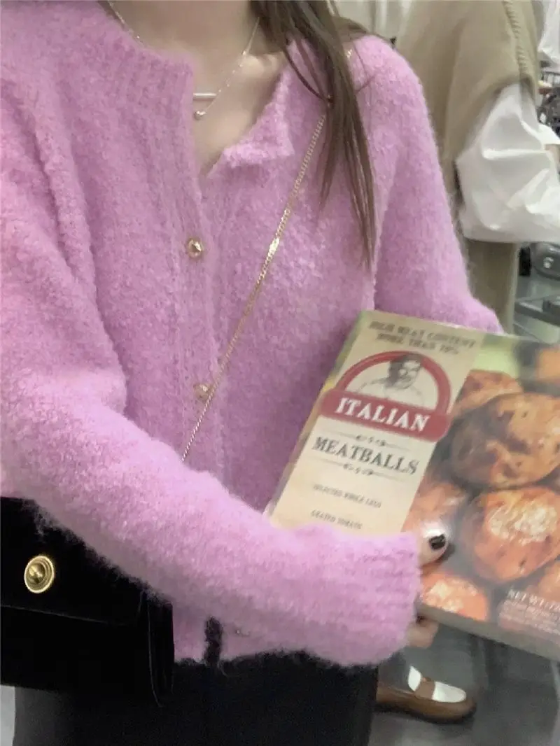 

Limiguyue осенние вязаные кардиганы, женские однобортные с длинным рукавом, свободные повседневные Элегантные Короткие топы, зимние J963